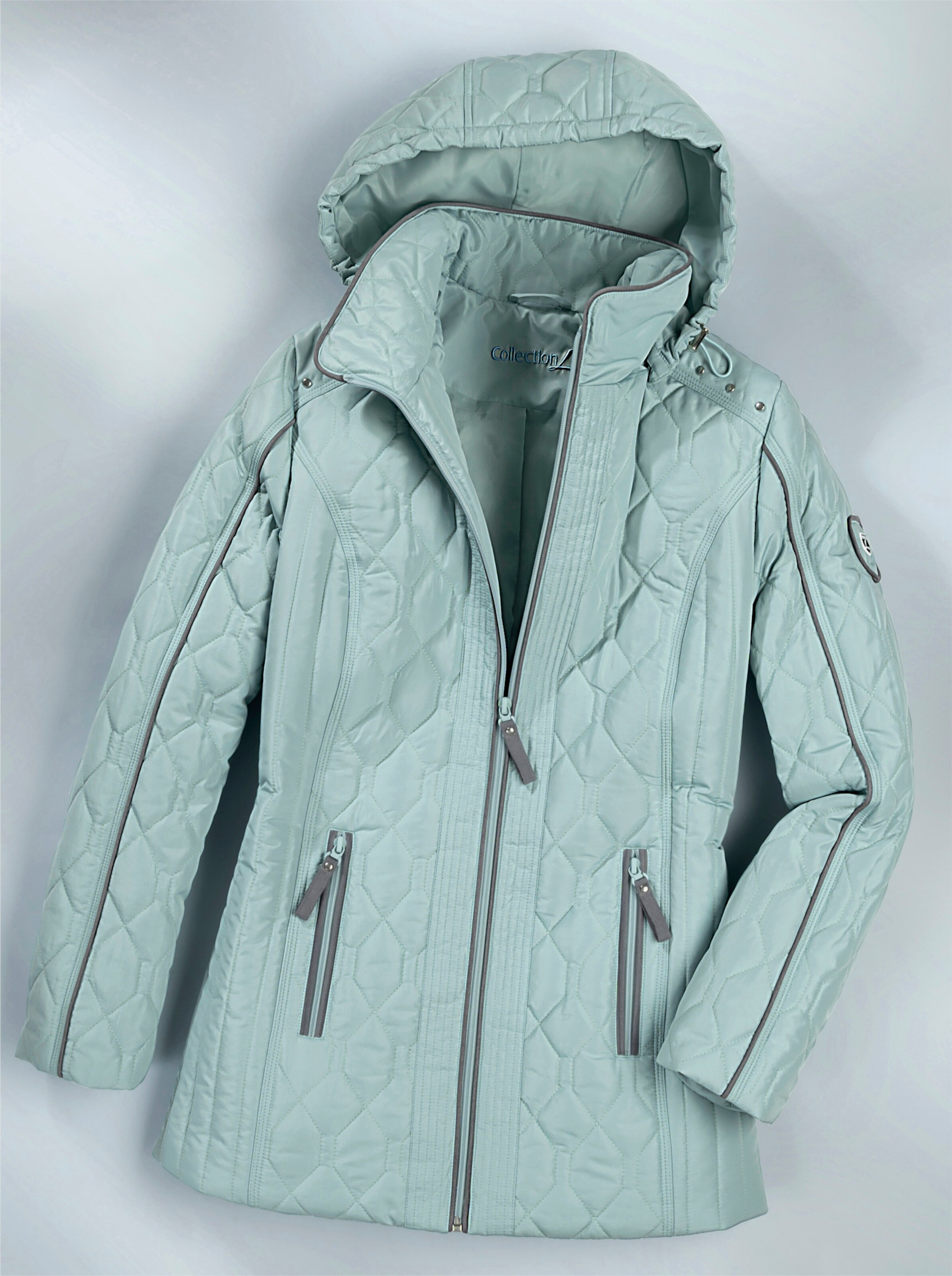 Steppjacke mit Kapuze, weitenregulierbar