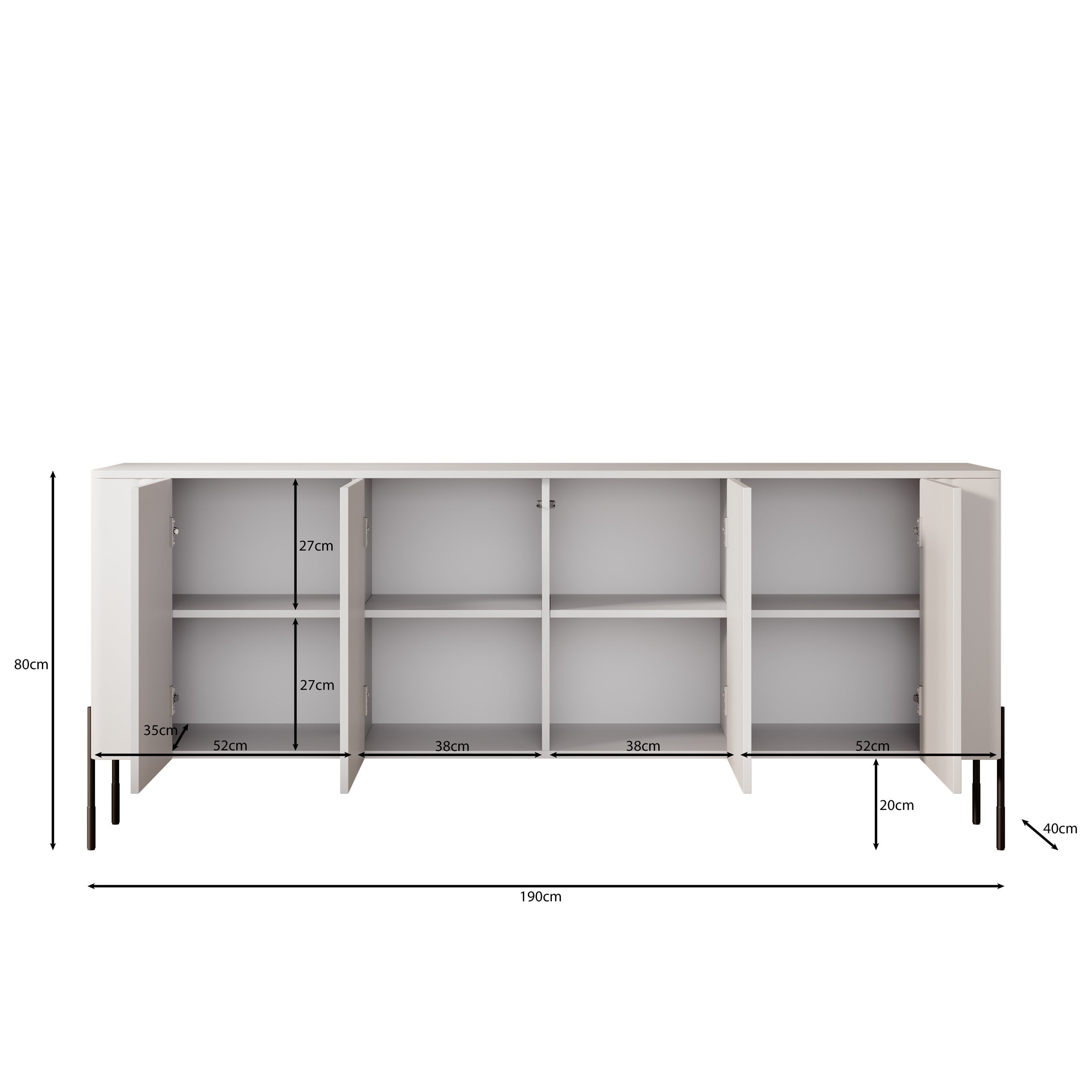 Vivi - Dressoir - Beige - 190x40x80 cm
