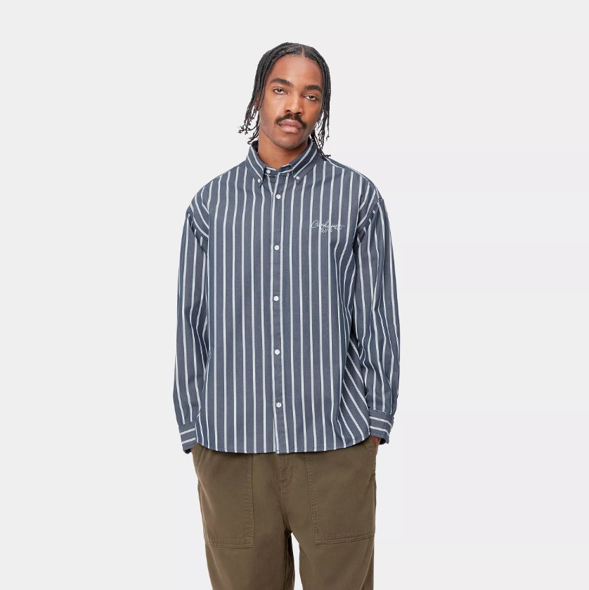 Carhartt WIP LS Signature Shirt Air Force Blue