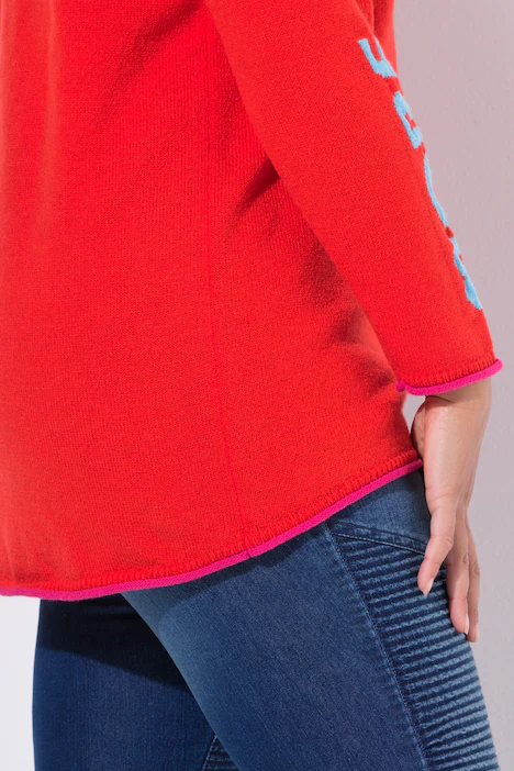 Pullover, Straight Fit, Statement, offenkantig, neon rot