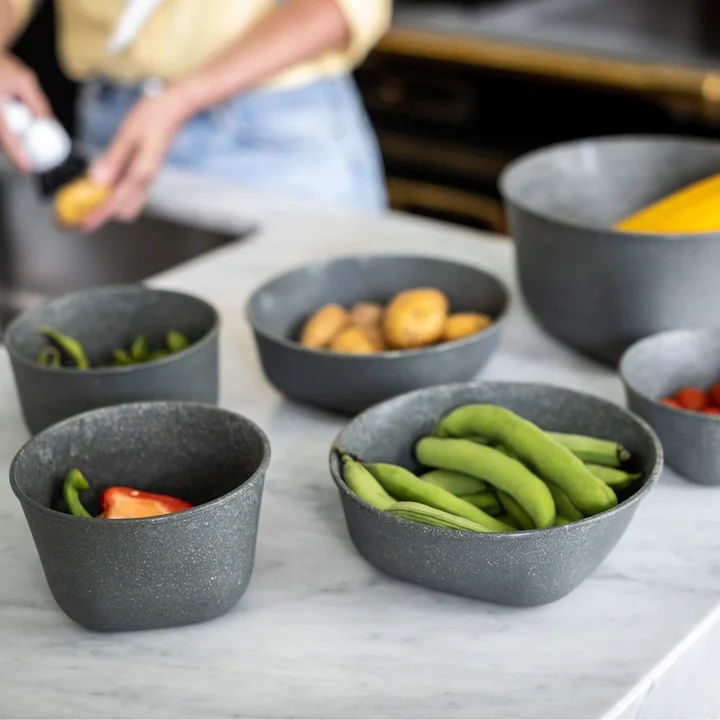 Koziol - Connect Vorratsdosen-Set Kopenhagen, 0.7 l ,1.3 l, nature ash grey (2er-Set)