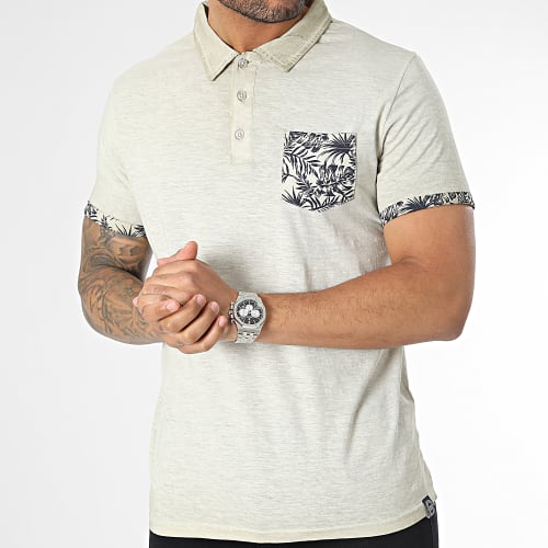Polo Manches Courtes Panthere Beige Chiné Floral