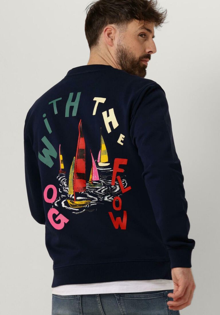 SCOTCH & SODA blauwe scotch & soda trui front back boating artwork sweatshirt