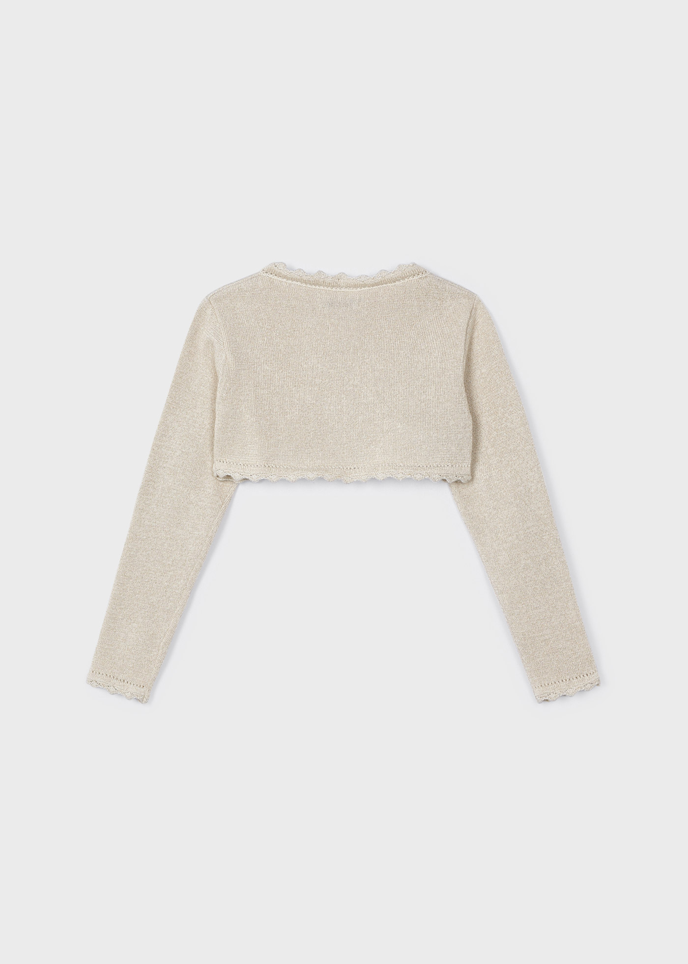 Cardigã estilo bolero em malha de algodão sustentável para meninas