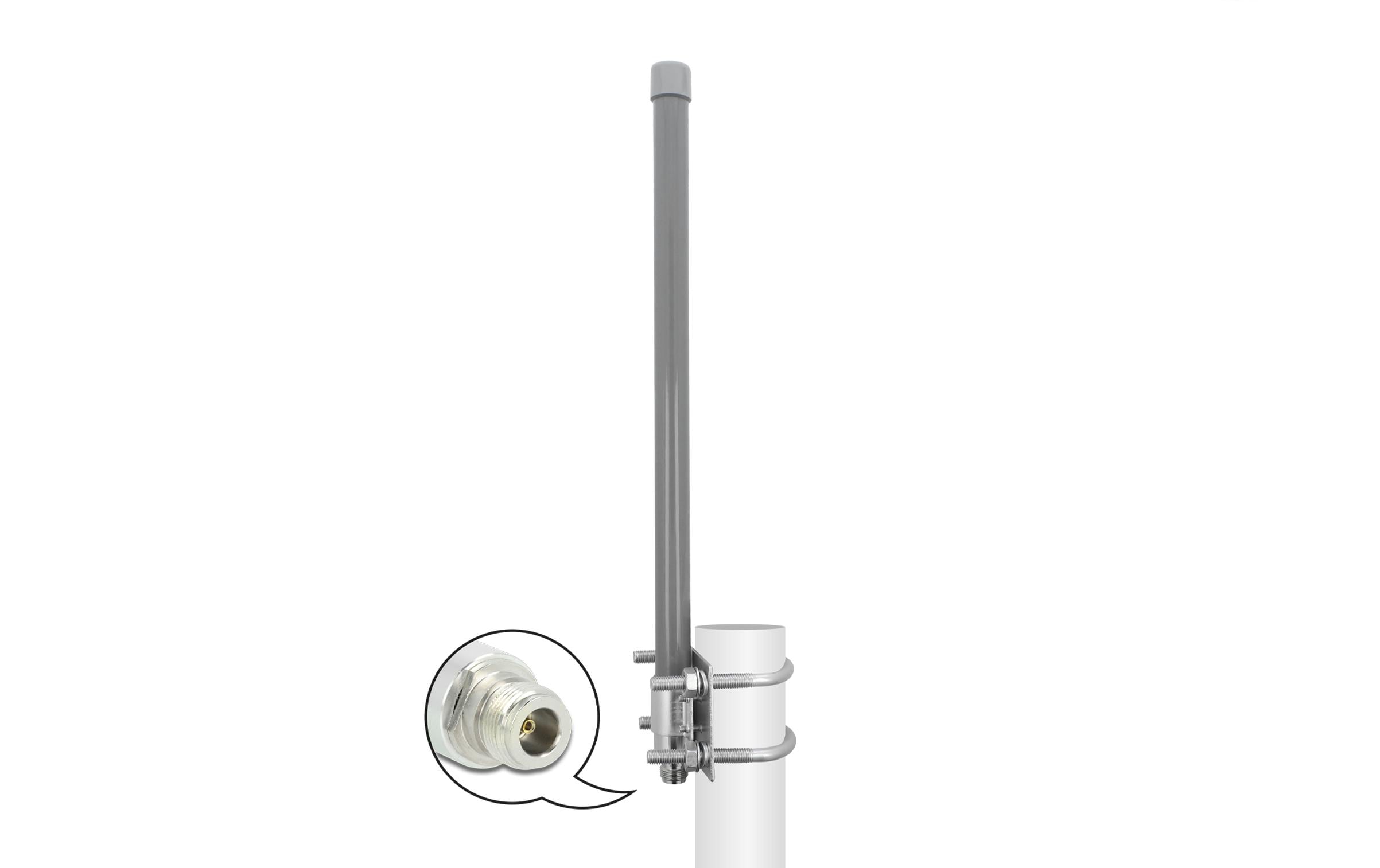 5G-Antenne N-Buchse,8dBi N-Type 8 dBi Rundstrahl5G 3.3 - 3.8 GHz Antenne N Buchse 8 dBi 50 cm omnidirektional starr outdoor grau
