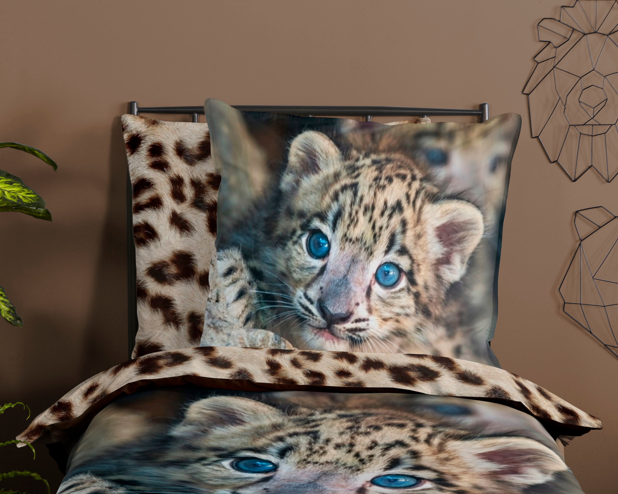 PURE luxury collection Kinderbettwäsche »Mascha« 2 Stk. tlg. Mikrofaser, 135x200, Pflegeleicht, Reissverschluss, Wende Kind, Leopard