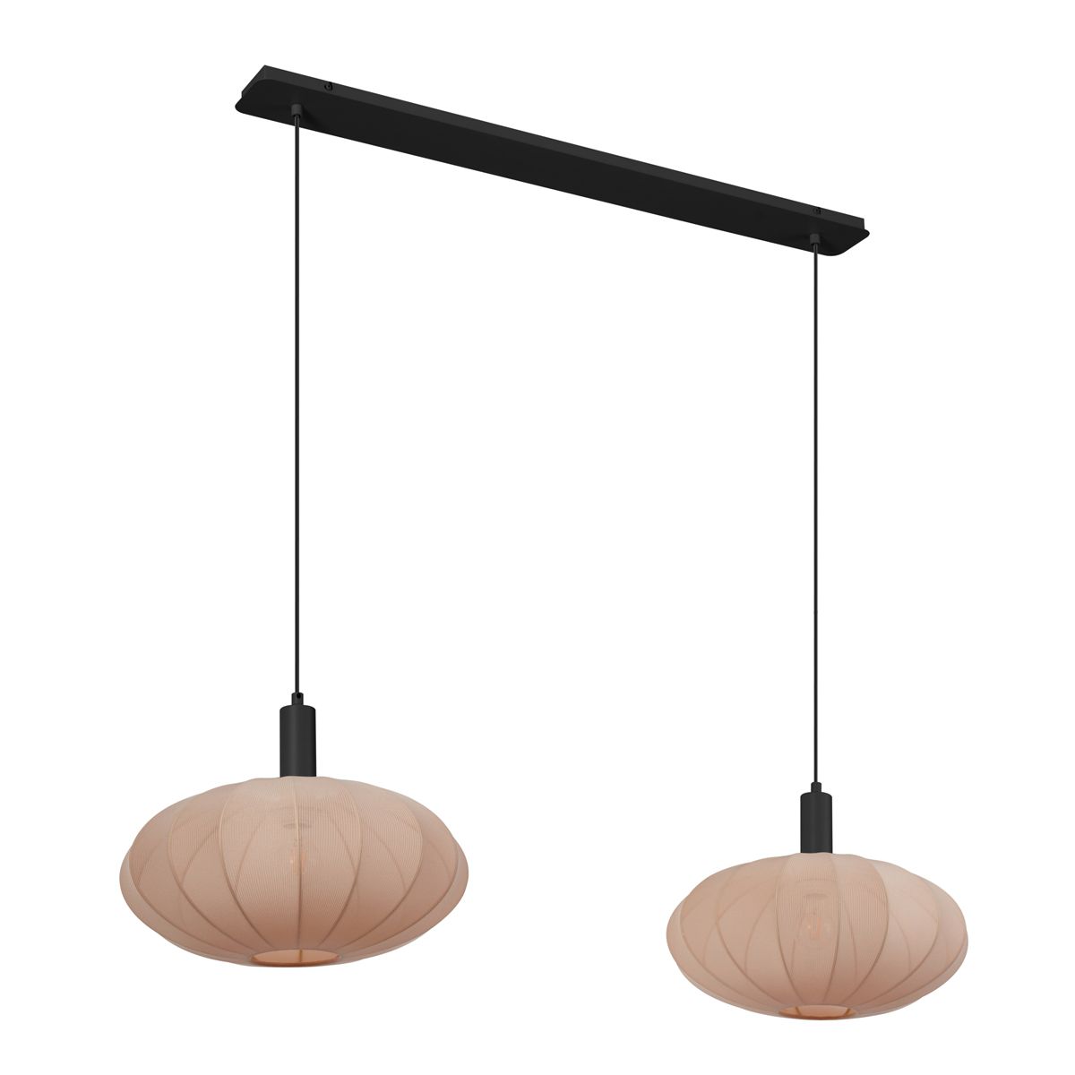 Japandi hanglamp zwart met bruine stoffen kap 2-lichts - Bida