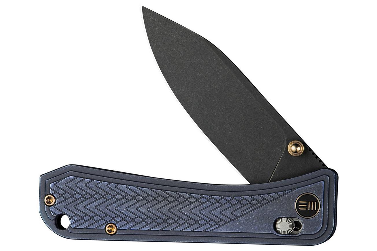 WE Knife Bougie Banter WE24009-1 Black Stonewashed, Blue Titanium, zakmes, Ben Petersen design