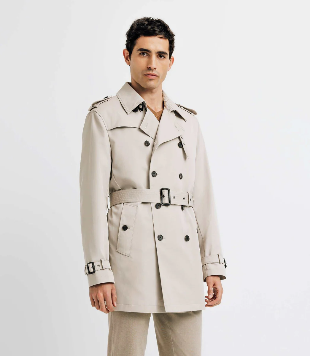 Trench croisé beige mastic