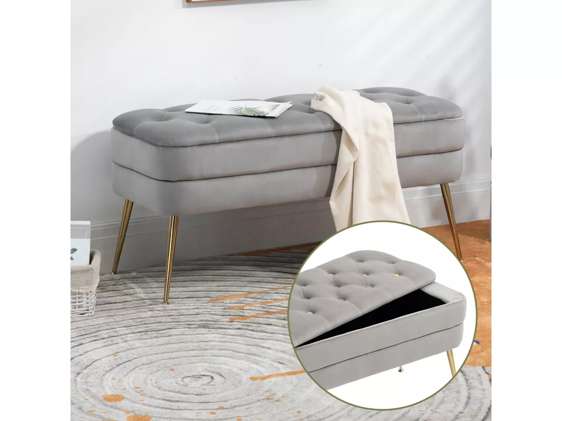 Chaise de sol en velours, d104cm×h51cm, gris