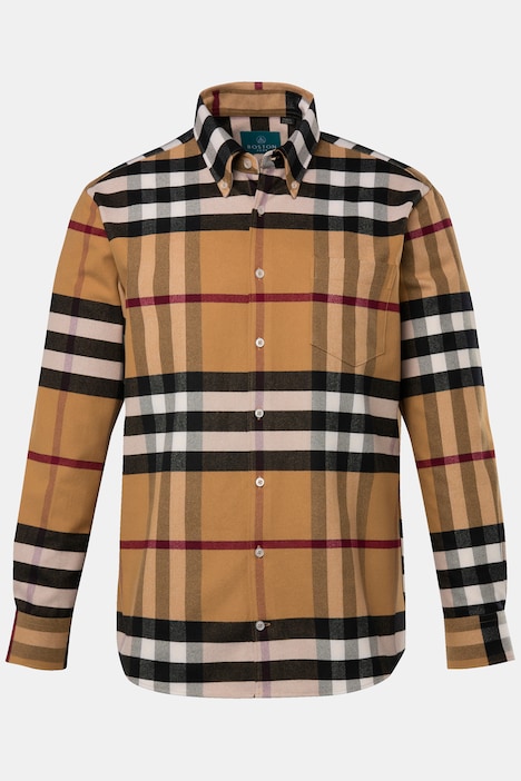 Boston Park Karo-Flanellhemd, Langarm, Buttondown-Kragen, Comfort Fit, bis 8 XL