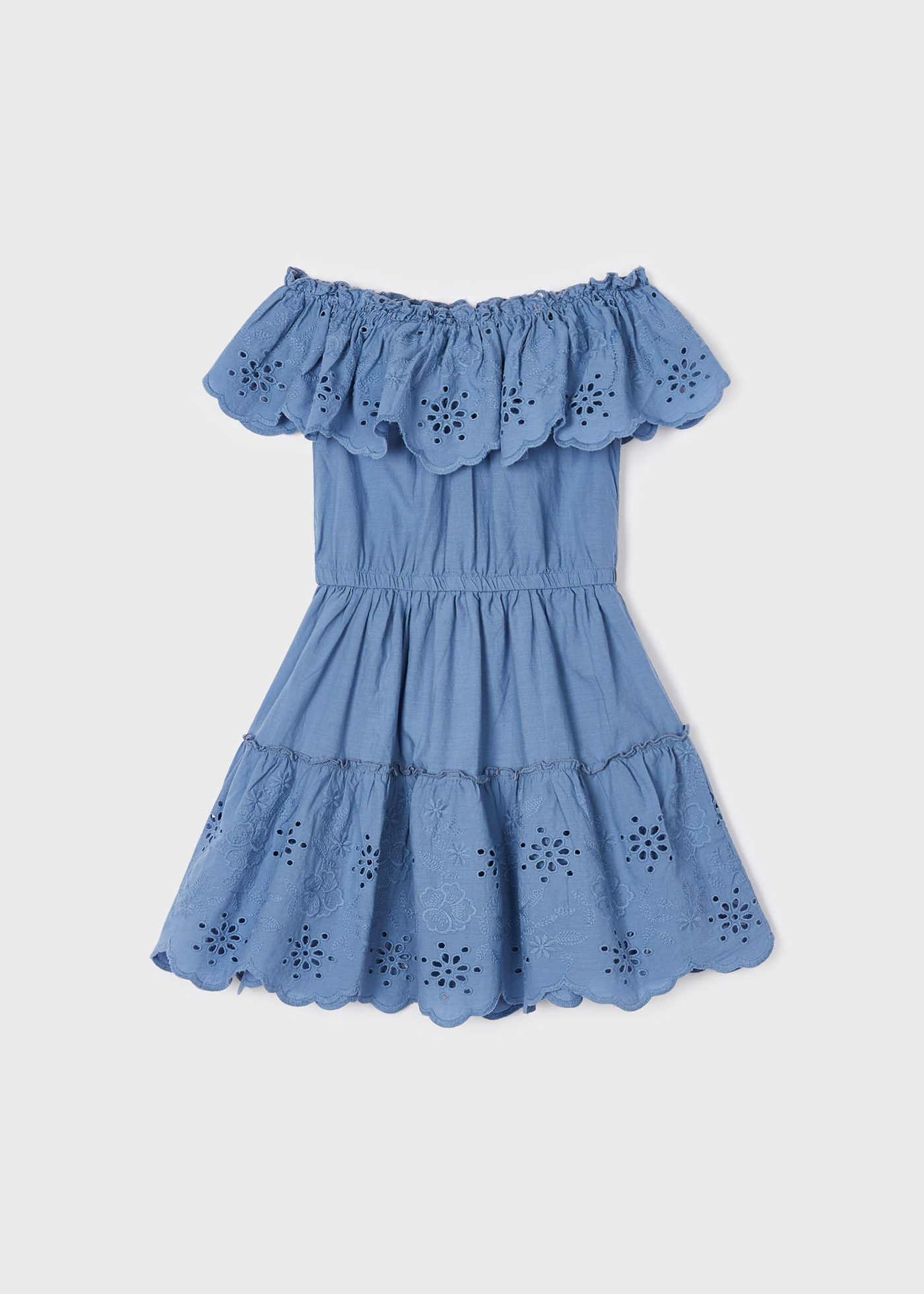 Vestido de algodão com estampa perfurada para meninas