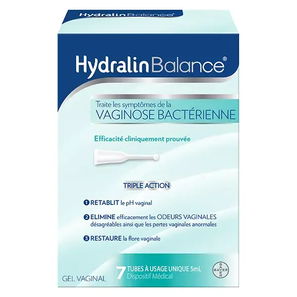 Gel vaginal de tripla ação Hydralin Balance contra vaginose bacteriana, 7 tubos.
