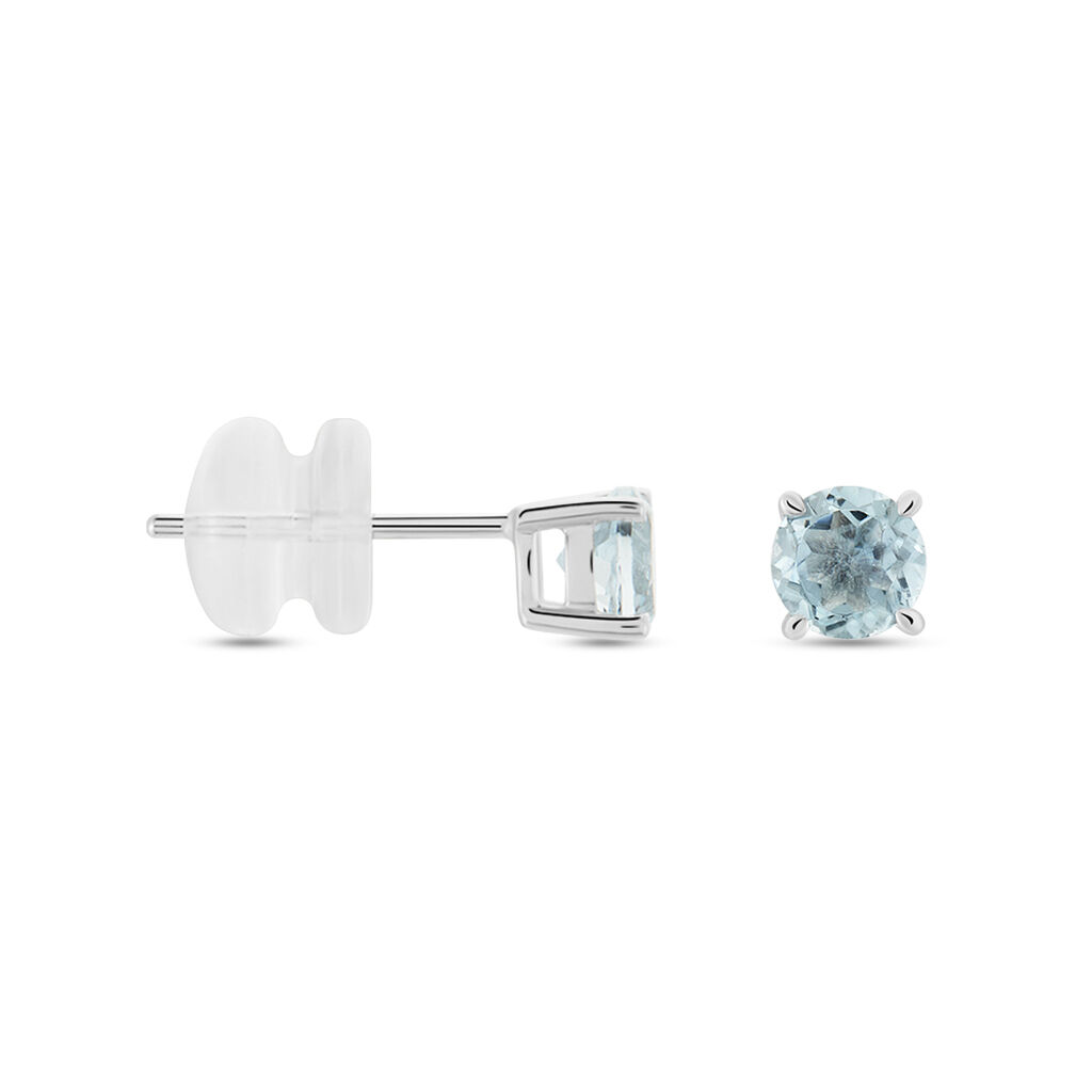 Boucles D'oreilles Puces Elea Or Blanc Topaze Bleu Sky