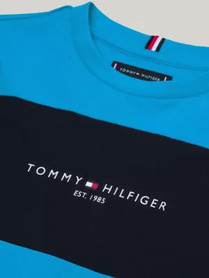 Camiseta de gola redonda com blocos de cores