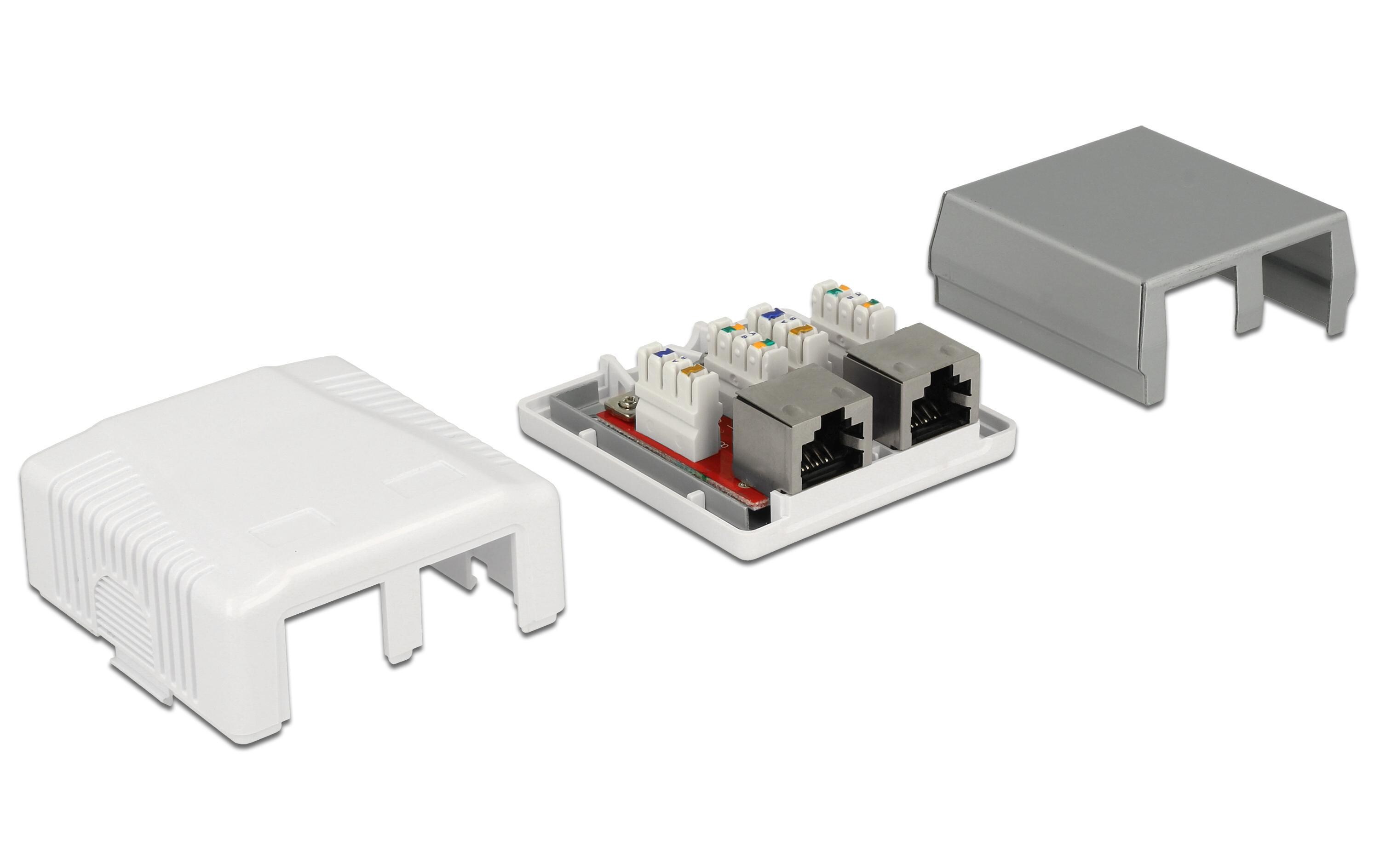 Gehäuse RJ45 Cat.6A LSA 2-fach2-Port Netzwerk-Anschlussdose