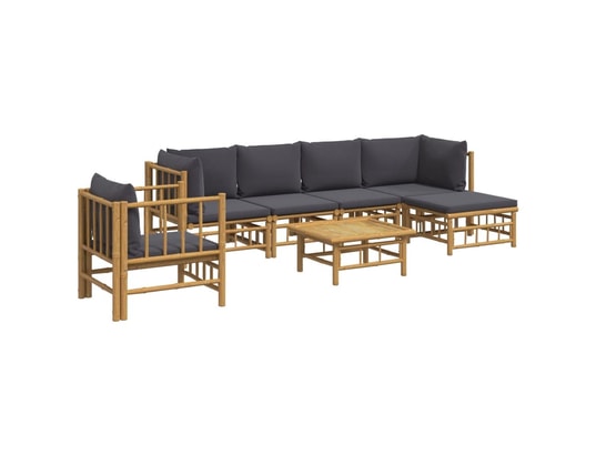 LES TENDANCES - Salon extérieur Salon de jardin-gris-6 places-55x65x30-490590