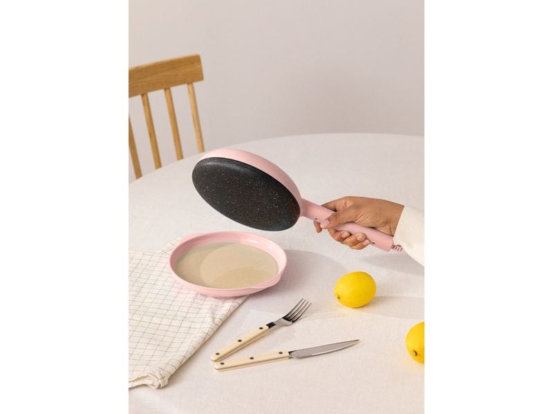Create Crêpe Maker 600 W, Pastellrosa Crepesmaschine im Retro-Stil