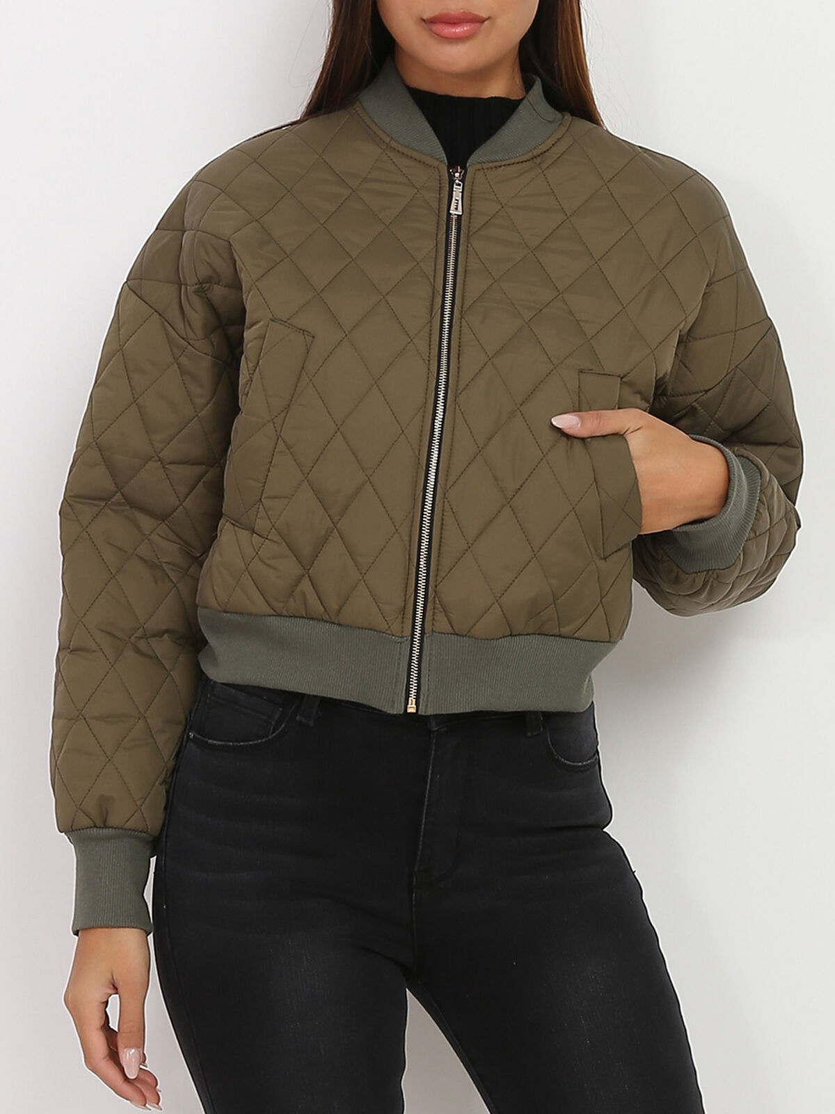 Bomber court matelassé- Kaki