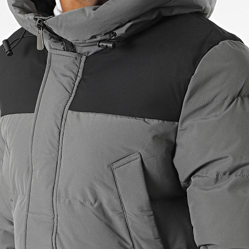 Doudoune Capuche Longue Gris Anthracite