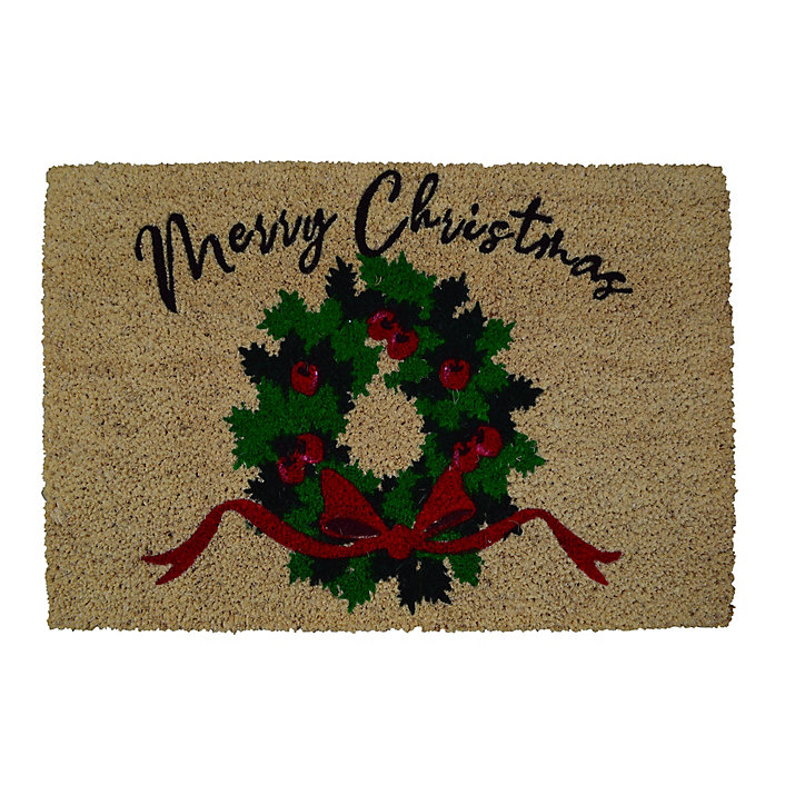 Paillasson de Noël en fibre de coco naturelle Merry Christmas 40 x 60 cm GoodHome