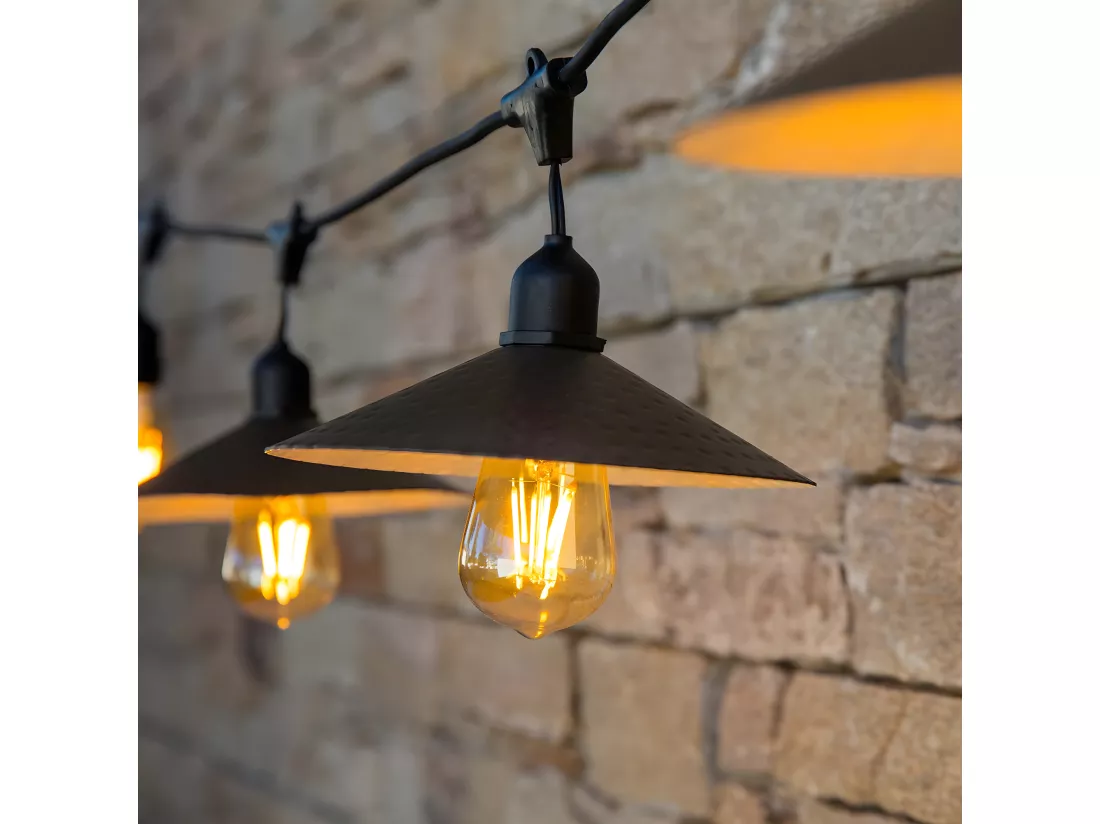 Guirlande solaire vintage 10 ampoules VINTY LIGHT SOLAR Noir Acier 6M