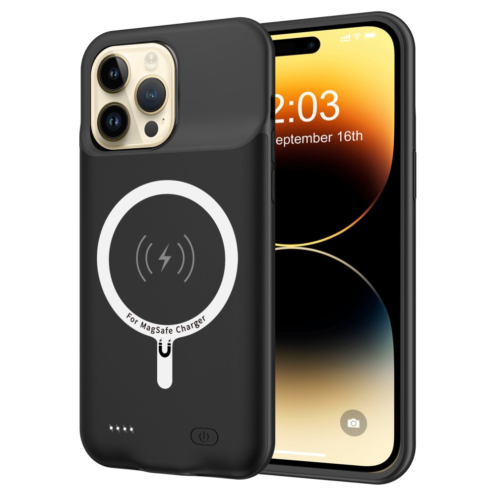 iPhone 14 Pro Max MagSafe Backpack Akku Case Schutzhülle (8500mAh) - Schwarz