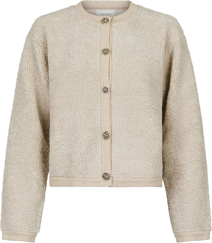 Neo Noir Limo Fluffy Knit Cardigan Sand