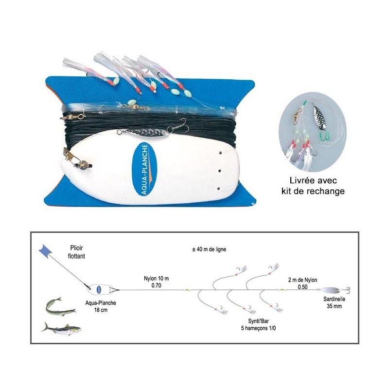 Ligne De Traine Bateau Flashmer Ecoline Maquereau + Kit De Rechange