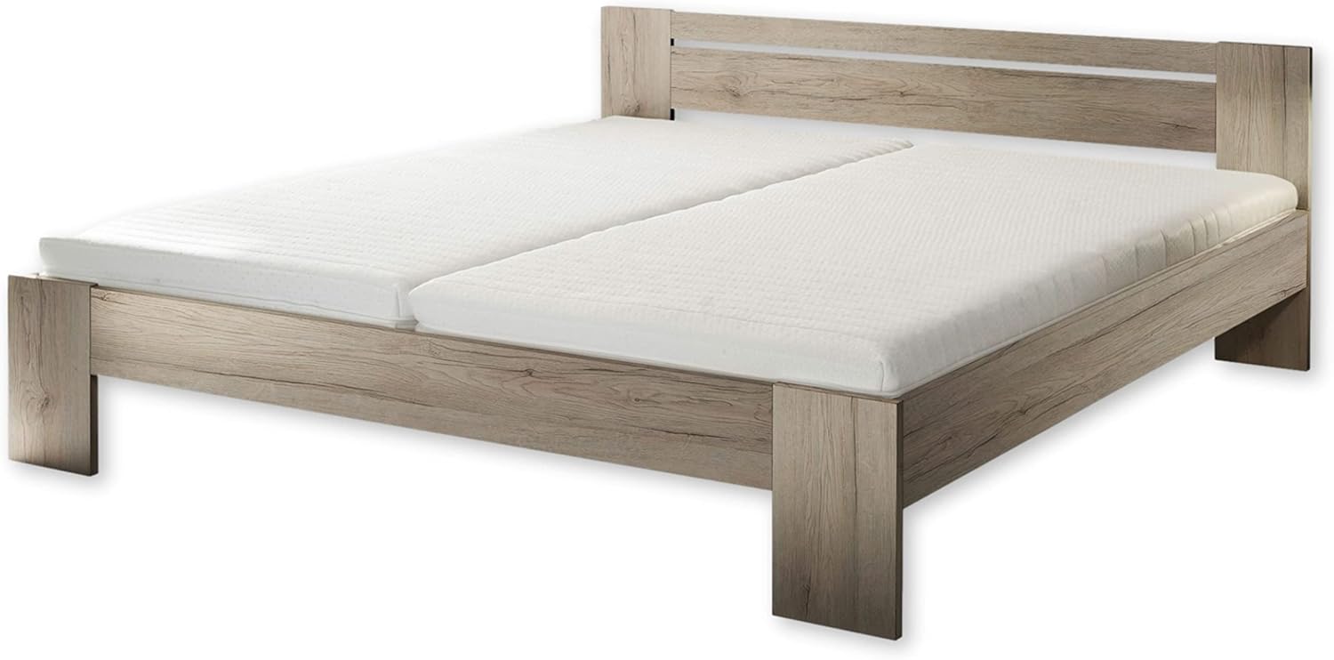 CANNES Futonbett 180 x 200 cm - Minimalistisches Doppelbett in Eiche San Remo Optik - 185 x 71 x 204 cm (B/H/T)