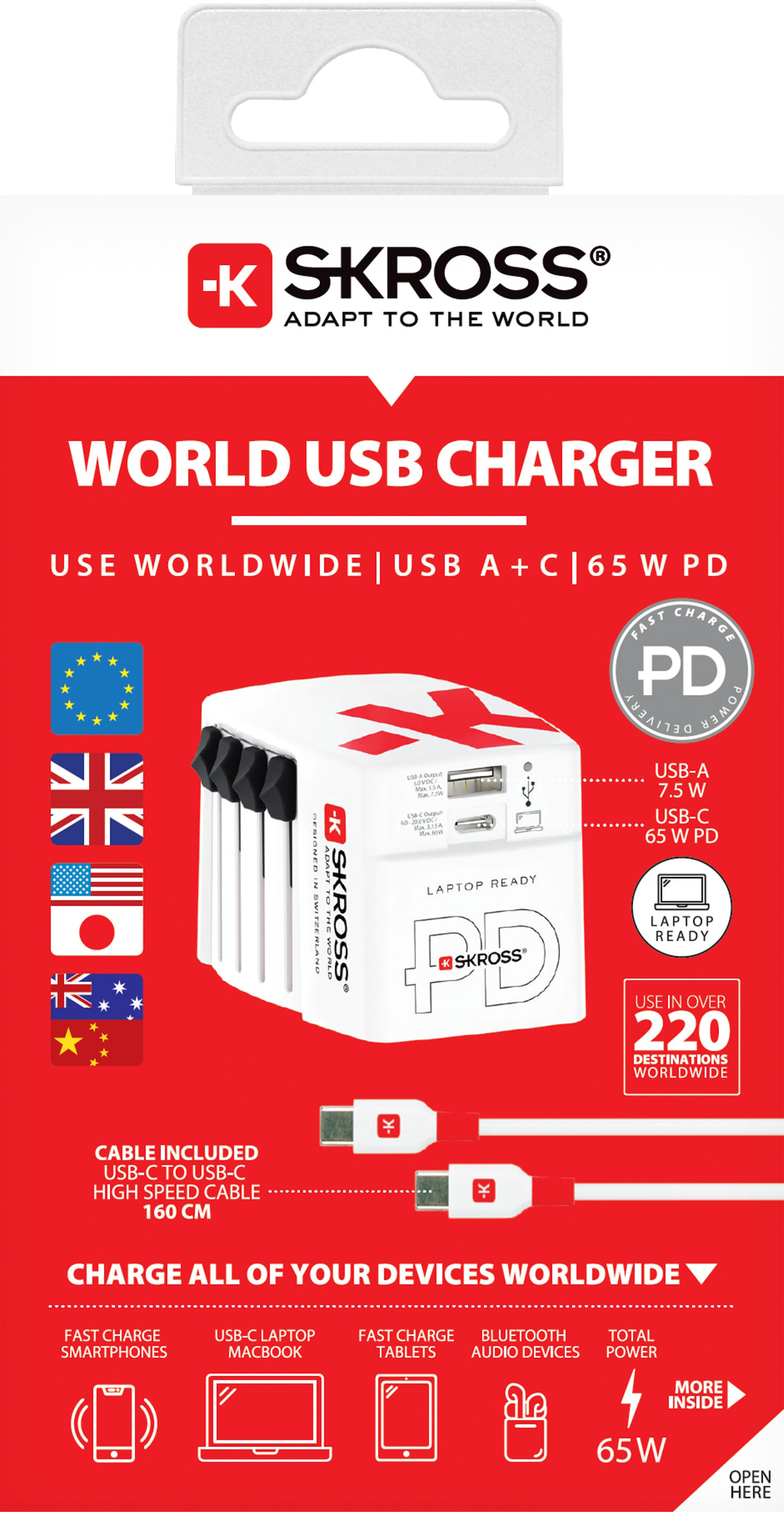 World Travel Adapter MUV USB AC65PD