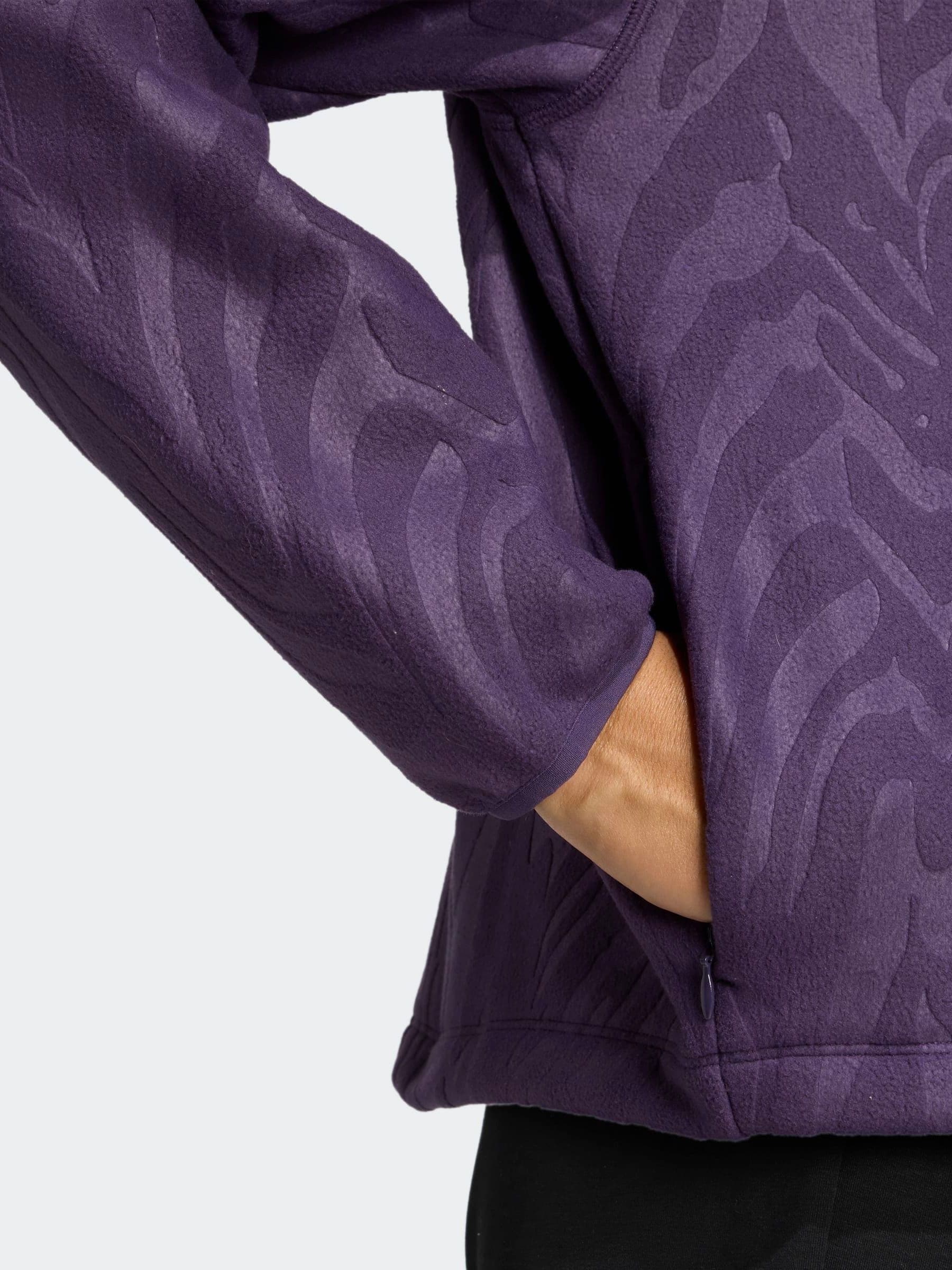 Paars - adidas Polarfleece sweatshirt met halve rits en all-over print