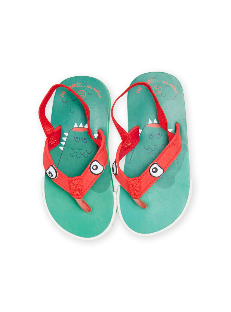Tongs vertes et rouges à motif crocodile enfant garçon