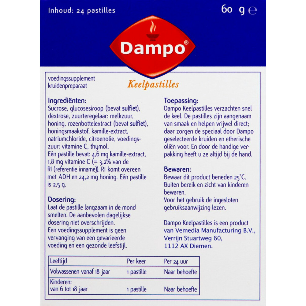 Dampo Keelpastilles 24 stuks