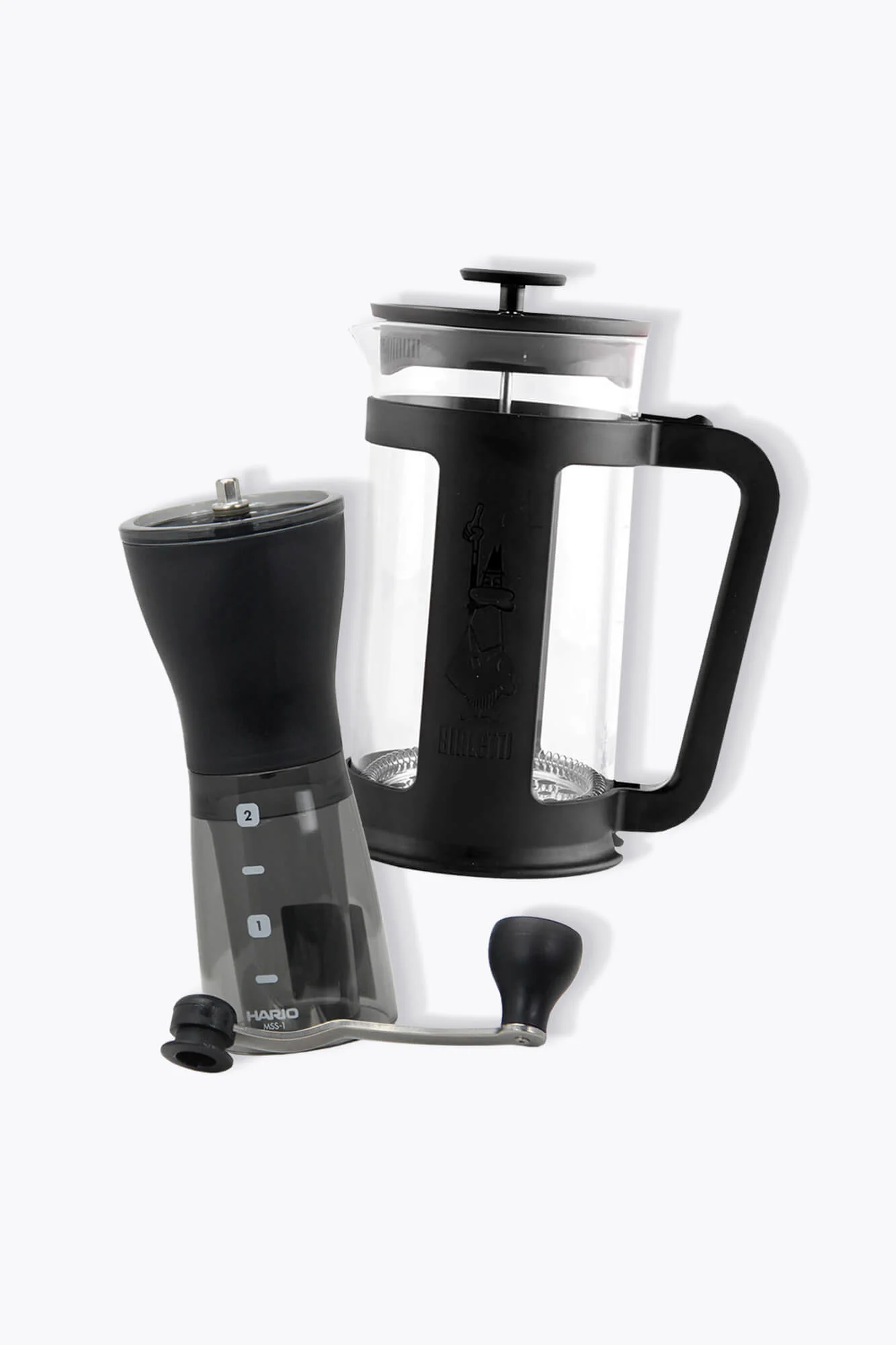 Bialetti French Press mit Hario Kaffeemühle