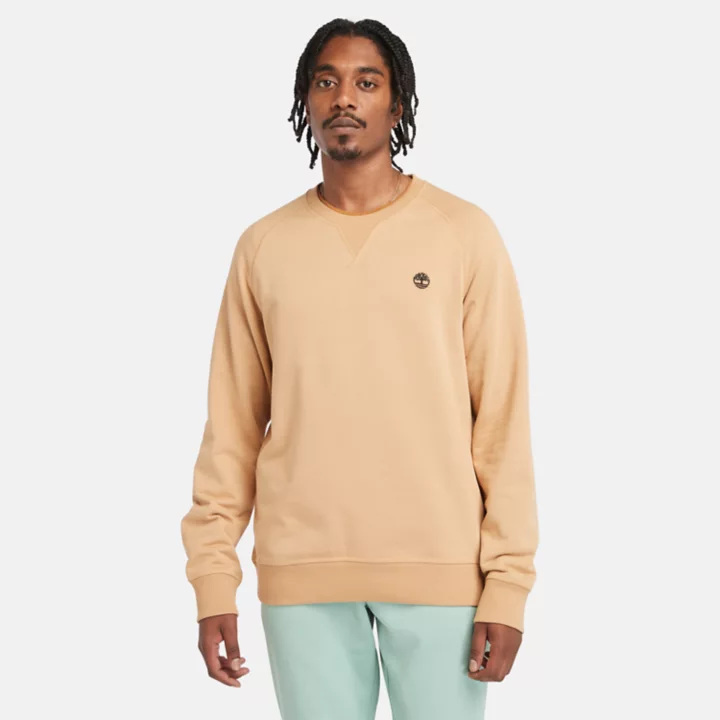 Sweat à col rond et envers bouclé Exeter pour homme en marron clair