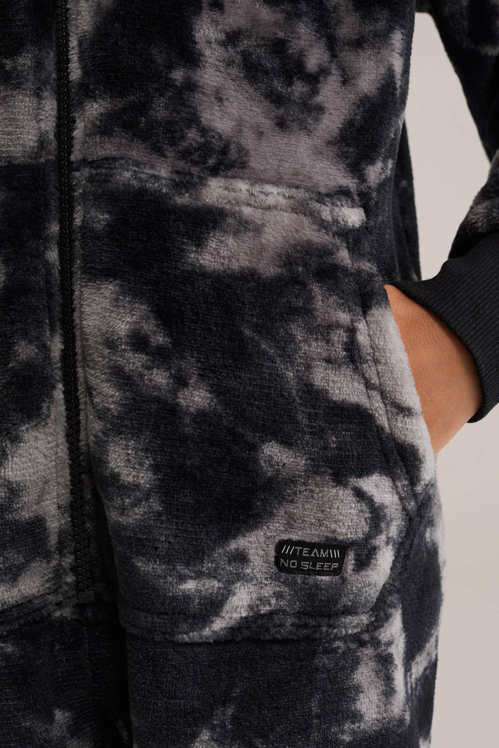 WE Fashion onesie zwart/grijs