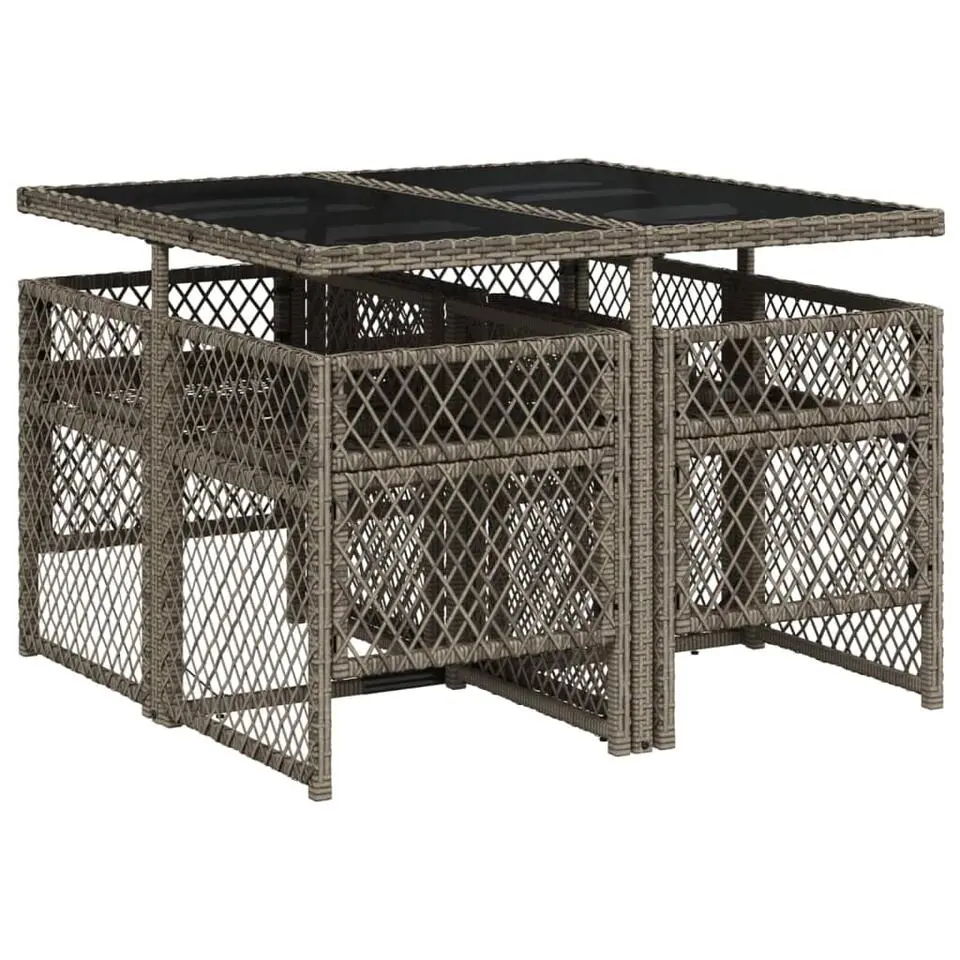 vidaXL - 5-delige Tuinset donkergrijs kussens - Grijs - PE rattan - 110x106 cm