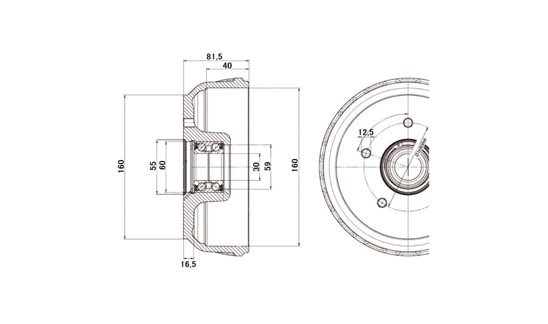 Bremsetromle 160x35mm AL-KO 1637 OE