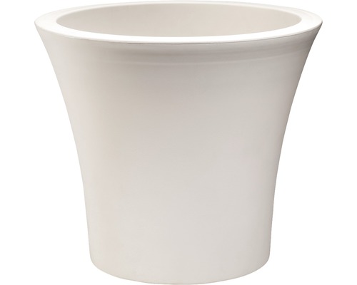 Stadsbloembak, kunststof, Ø 40 cm, H 38 cm, inclusief bewateringssysteem en wielen, wit