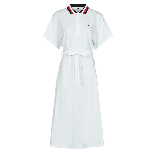 Tommy Hilfiger - GBL STP FLARE MIDI POLO DRESS SS - Blanc
