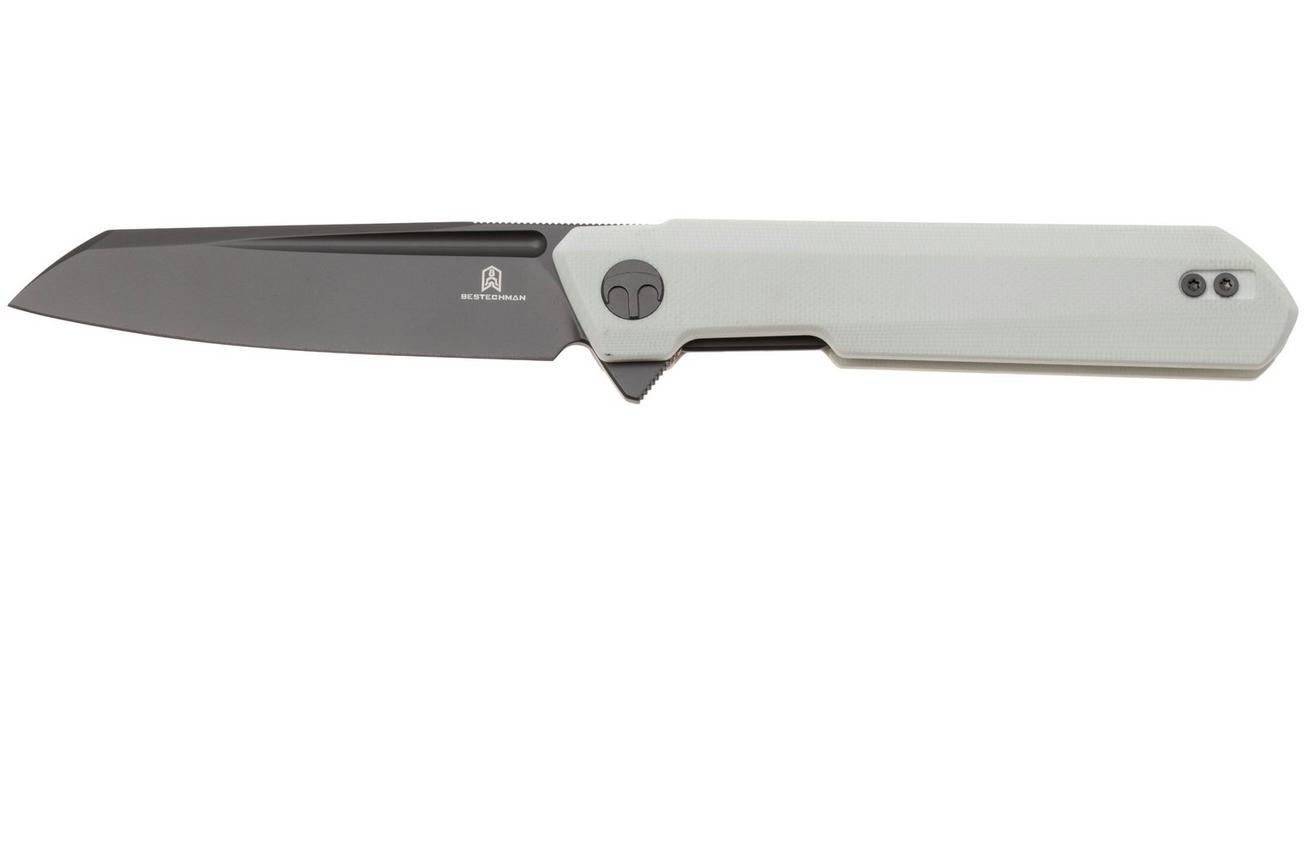 Bestechman Dundee Sheepsfoot BMK09D Grey PVD D2, White G10, zakmes