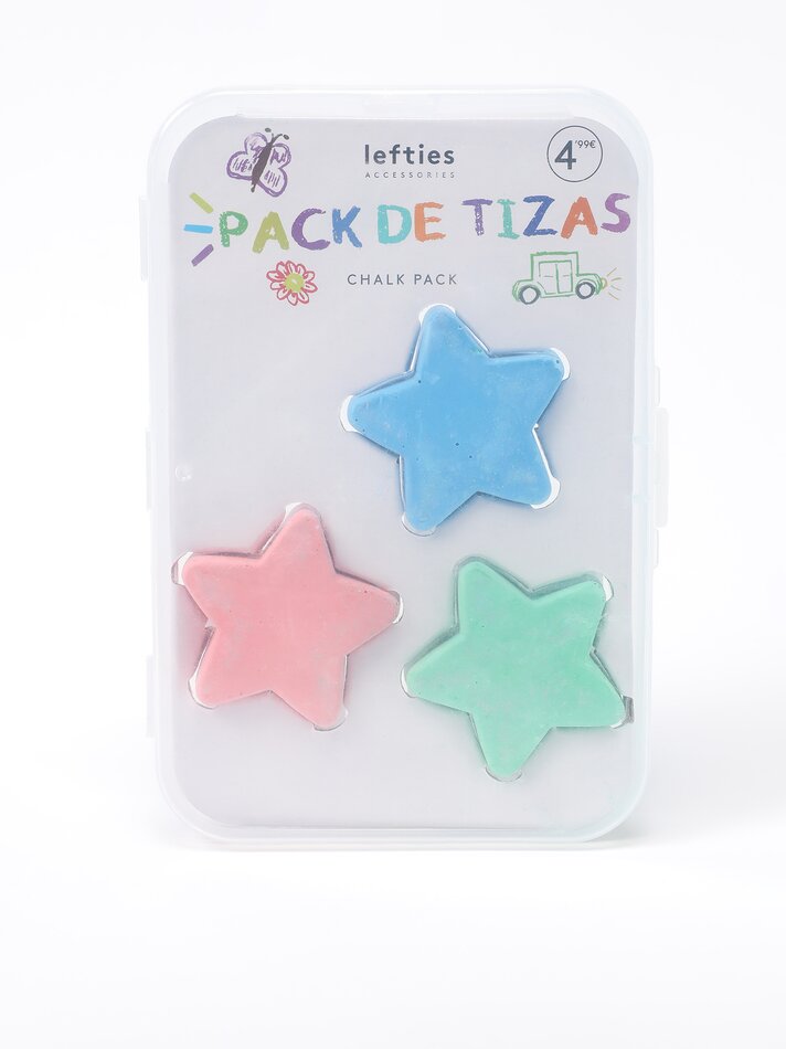 Pacote com 3 giz em formato de estrela - Cores sortidas