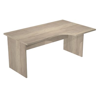Bureau compact Trend - retour à droite avec pieds panneaux (sans pied de renfort) - L160 - plateau imitation chêne canadien