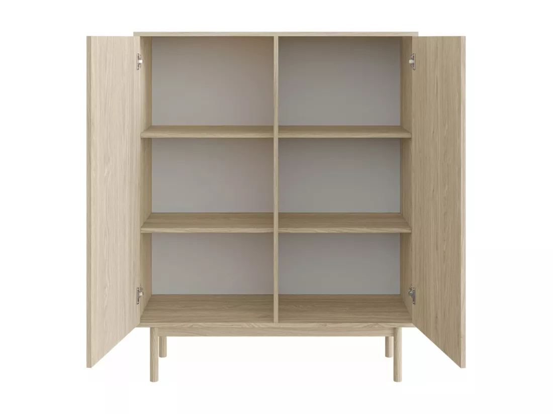 Commode haute à deux portes - 100 cm - couleur de bois chêne huilé - NEKSTO