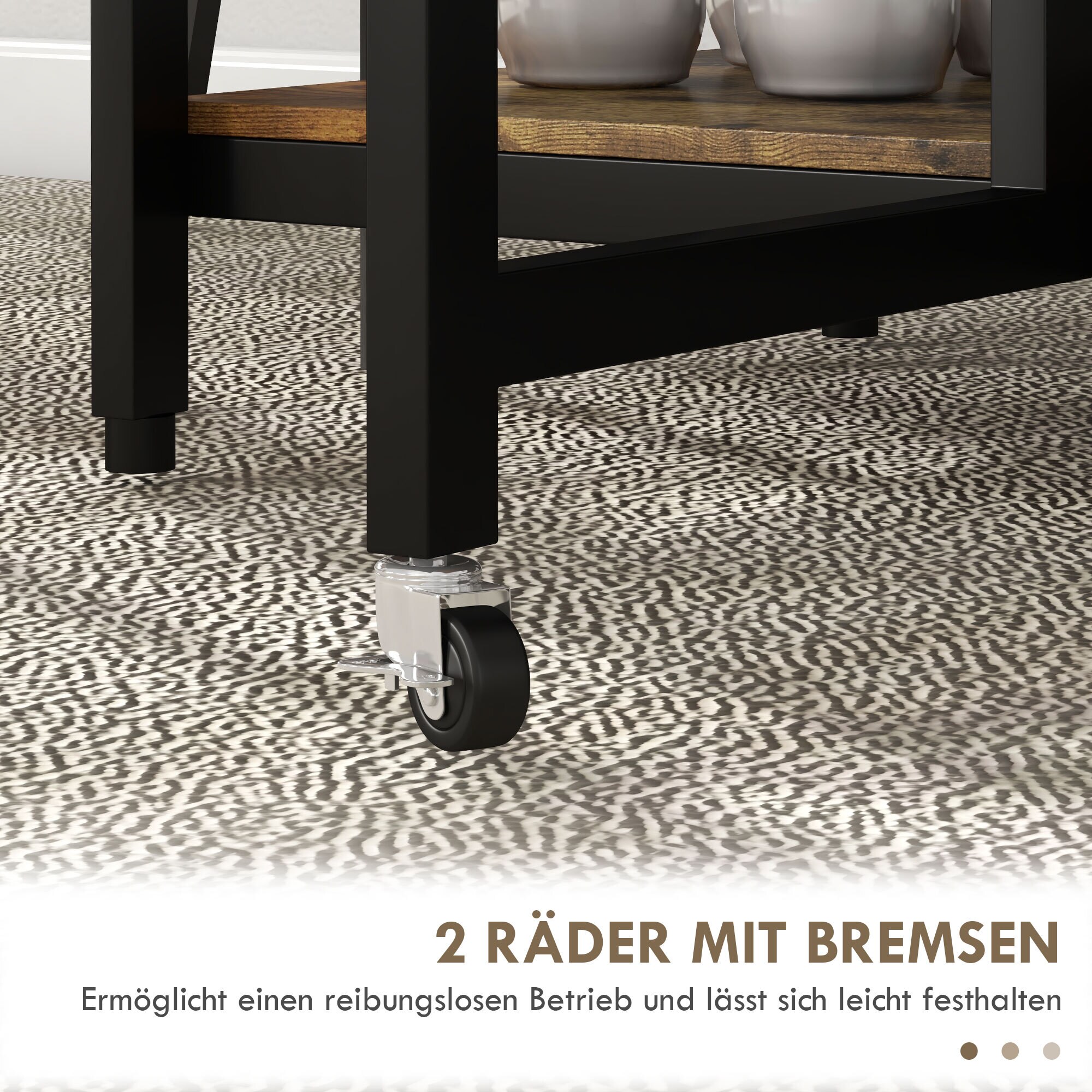 HOMCOM Klappesszimmertisch mit Rollen und 2 Ablageebenen braun 140L x 80B x 75H cm