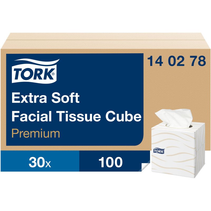 Mouchoirs Tork boîte Cube doux blanc, Premium, 2 plis, 100 feuilles