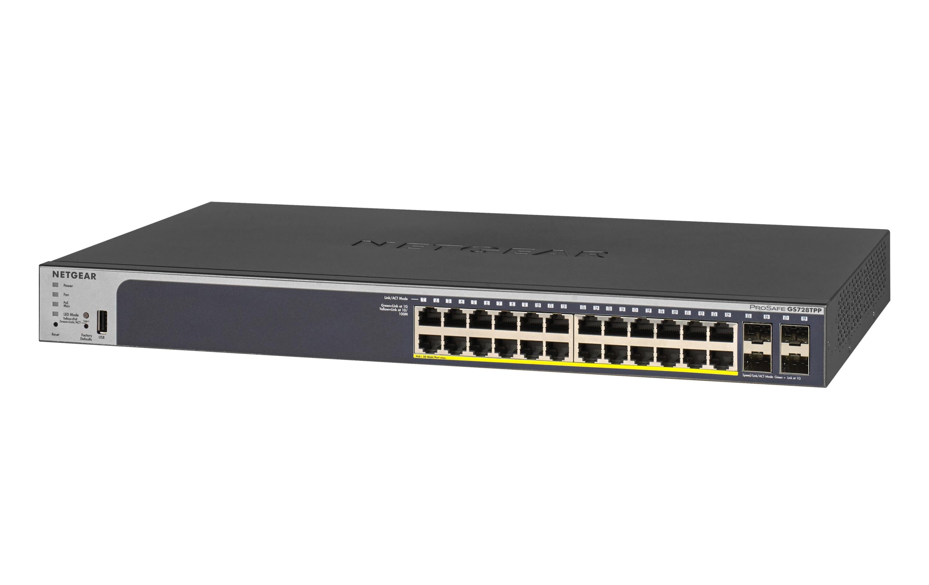 PoE+ Switch GS728TPPv3 (380W PoE+) 28 Port<br>24-Port PoE+ Gigabit Smart Managed Pro Switch mit 4 SFP-Ports