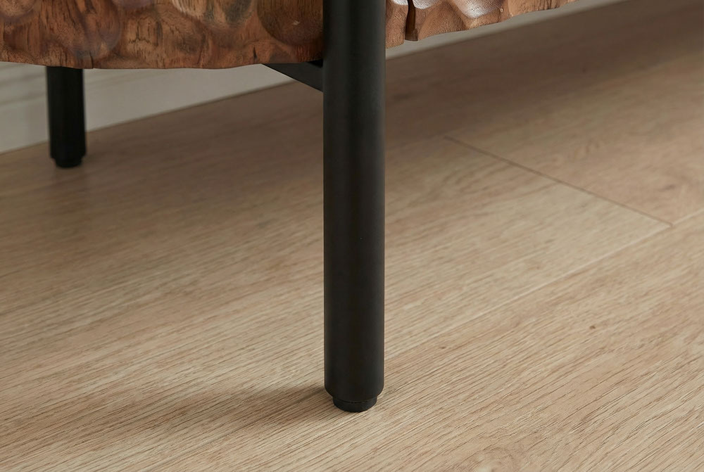 Massives TV-Board ADLON 160cm braun Mangoholz schwarz Metall Lowboard mit 3D- Front
