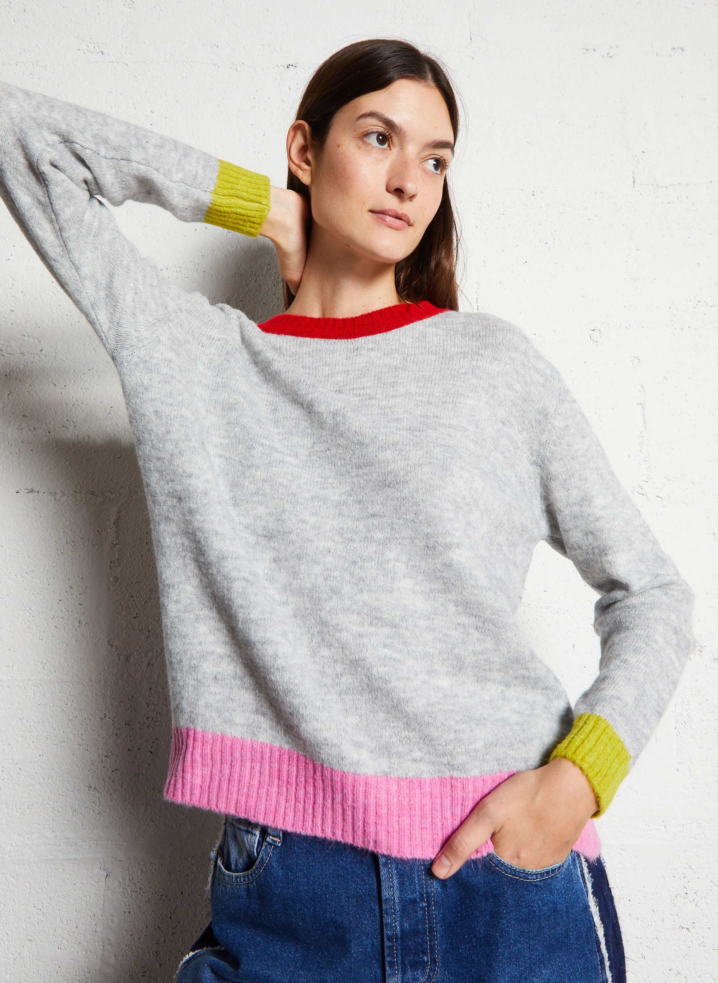 FUNCKY - Pull droit col rond tricolore | Multicolore